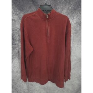 Roundtree & Yorke Sweater Mens XL Red 1/4 Zip Mockneck Long Sleeve
